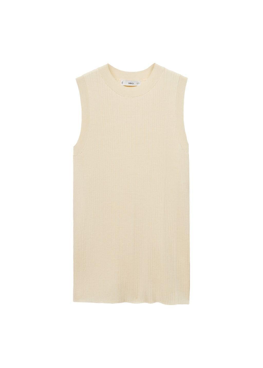 Beige Ribbed Top With Openings, , large image number 4
