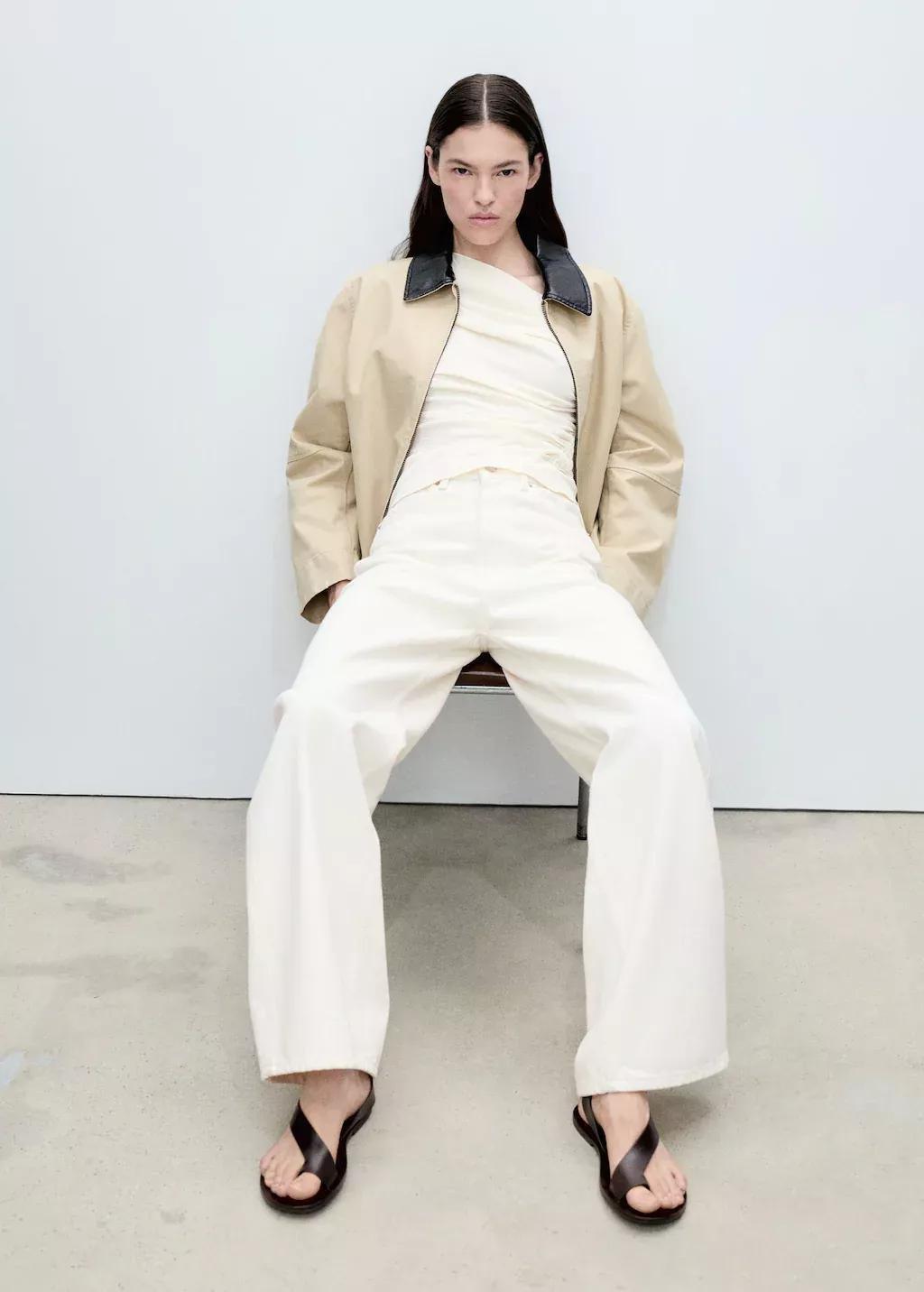 Beige Plain Crop Top, , large image number 2