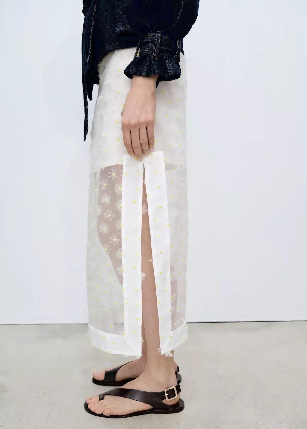 White Lace Details Maxi Skirt, , large image number 0