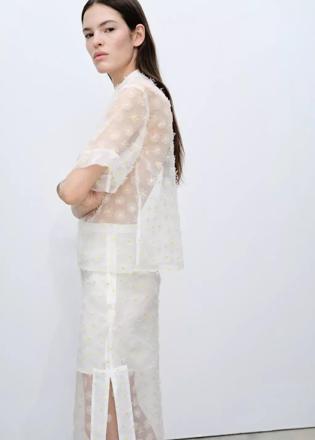 White Lace Details Maxi Skirt, , large image number 1