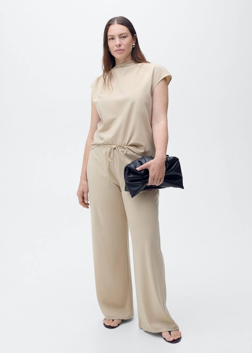 Brown Lt Pastel Wideleg Trousers With Elastic Waist, , large image number 5