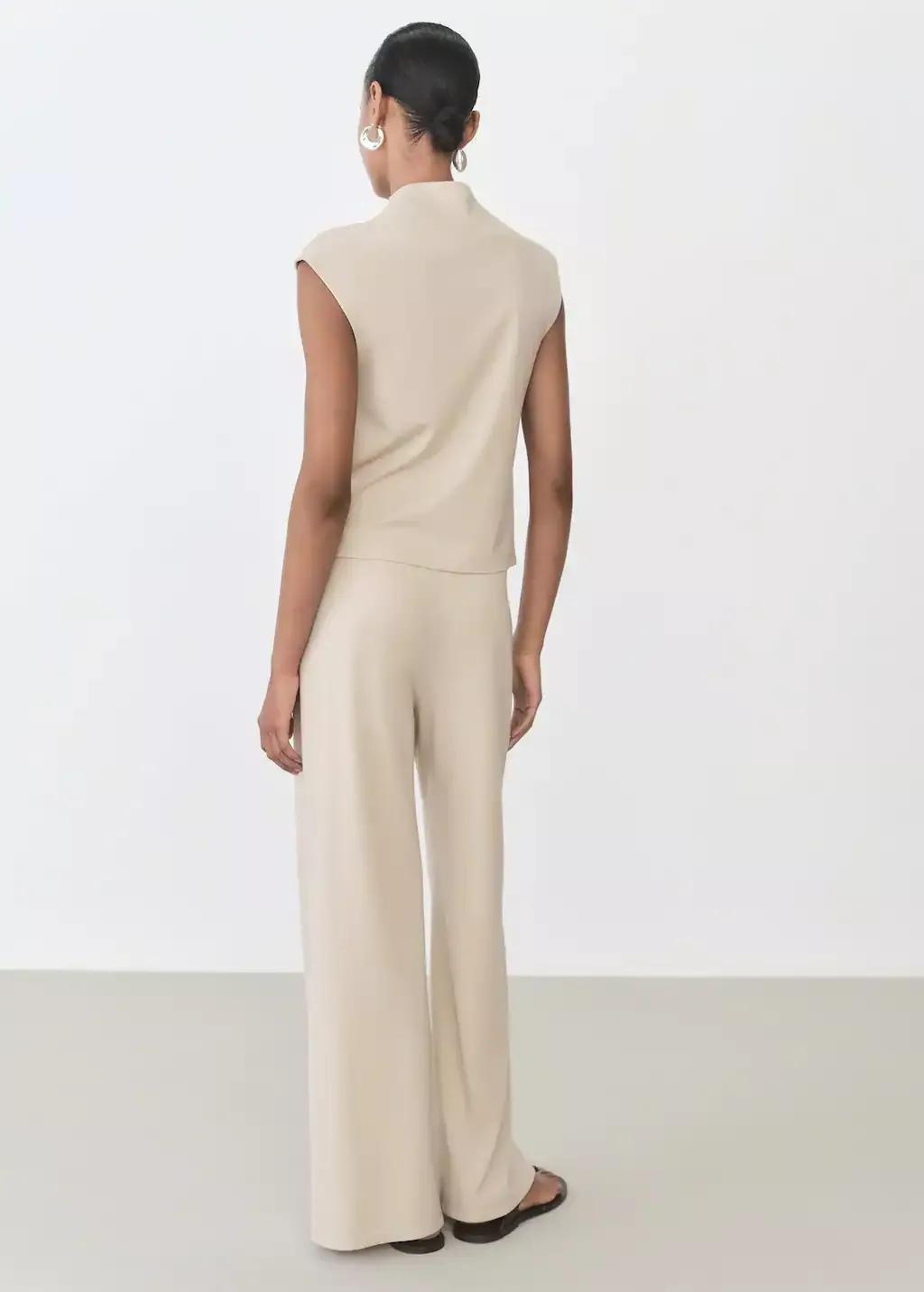 Brown Lt Pastel Wideleg Trousers With Elastic Waist, , large image number 6