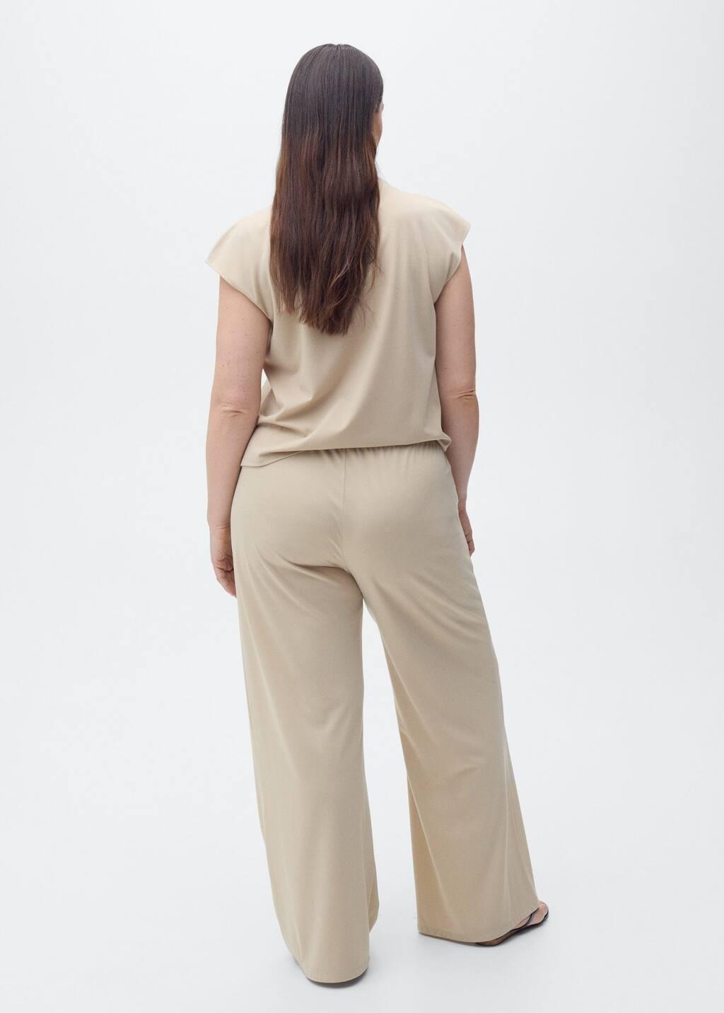Brown Lt Pastel Wideleg Trousers With Elastic Waist, , large image number 7