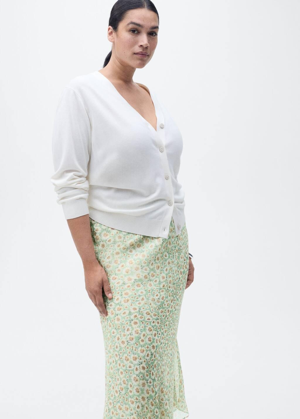 Green Long Floral Flared Skirt, , large image number 5