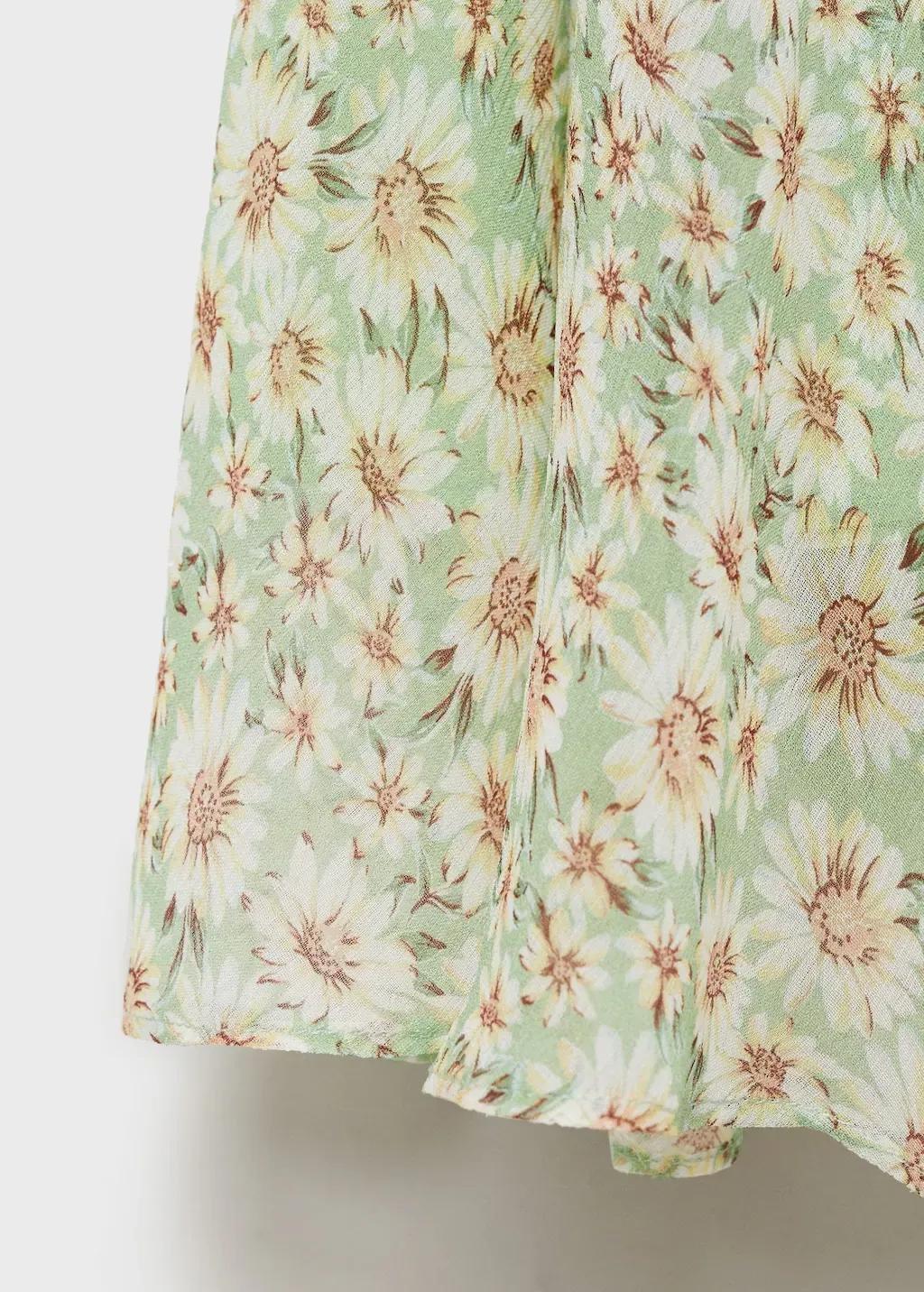 Green Long Floral Flared Skirt, , large image number 7