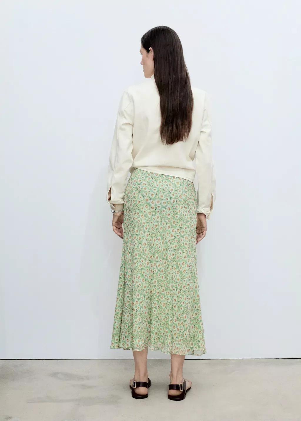 Green Long Floral Flared Skirt, , large image number 8