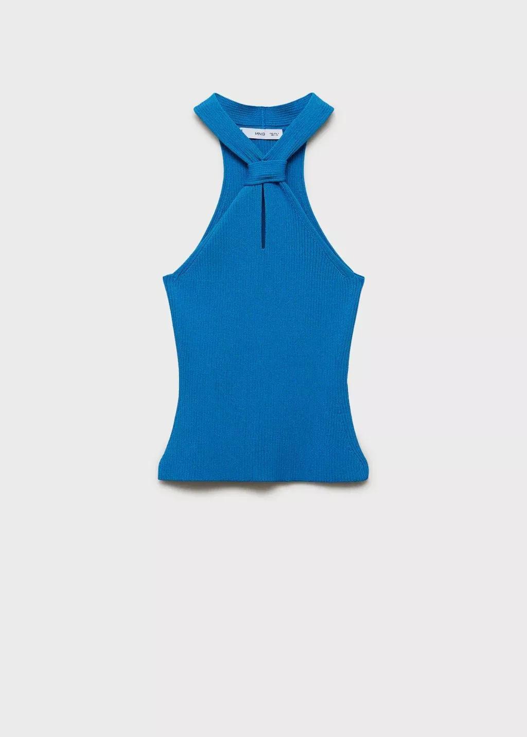 TURQUOISE - AQUA Halter-neck top with knot detail, , large image number 3
