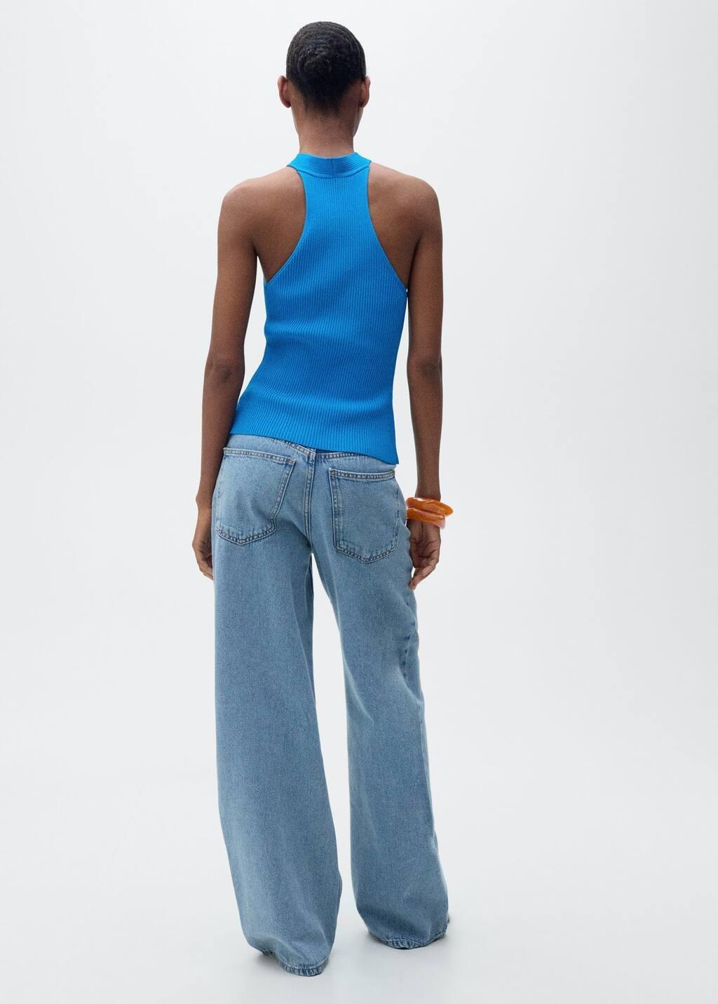 TURQUOISE - AQUA Halter-neck top with knot detail, , large image number 4