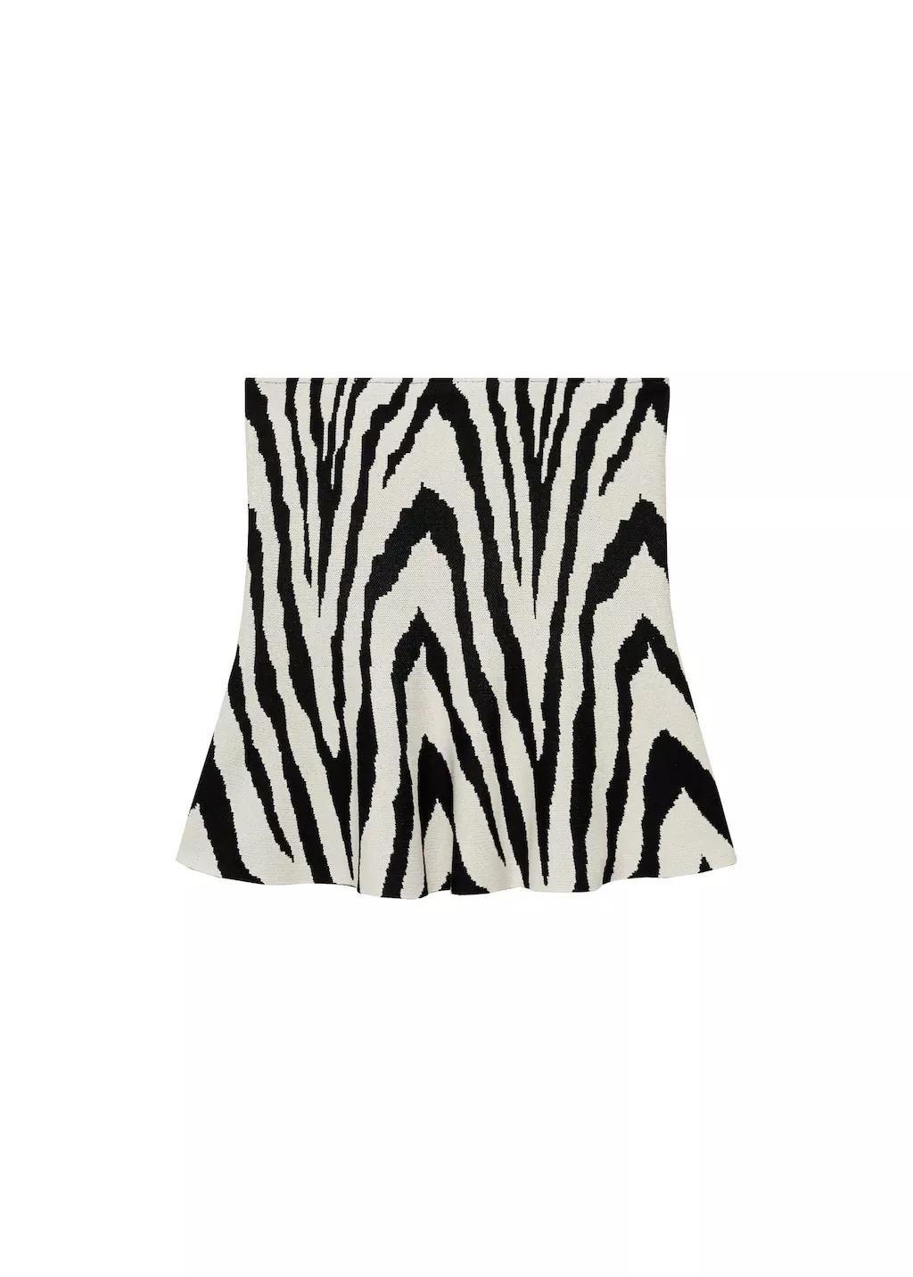 Black Zebra-Print Strapless Top, , large image number 3