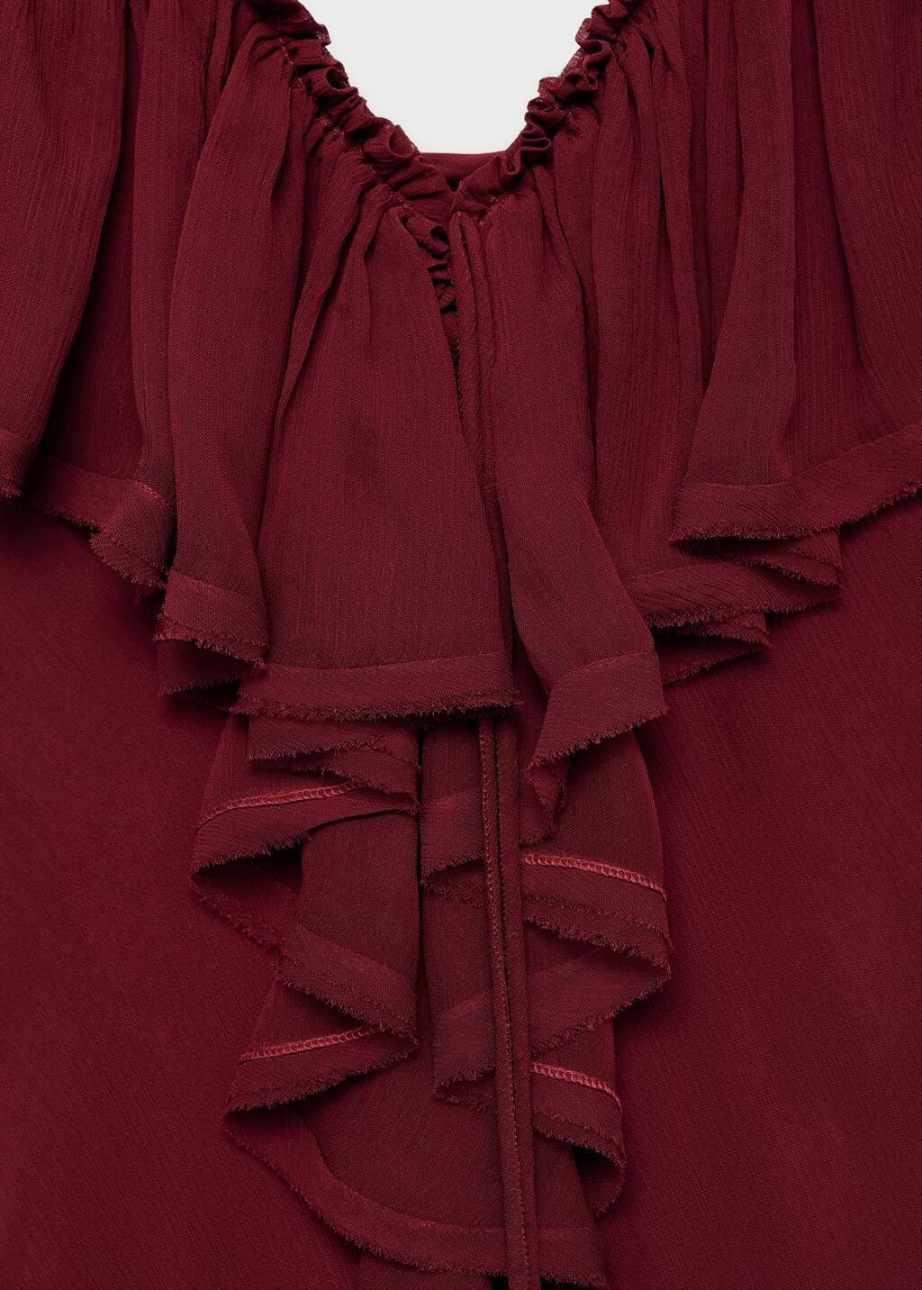 Red Chiffon Dress With Ruffle Detail, , large image number 6