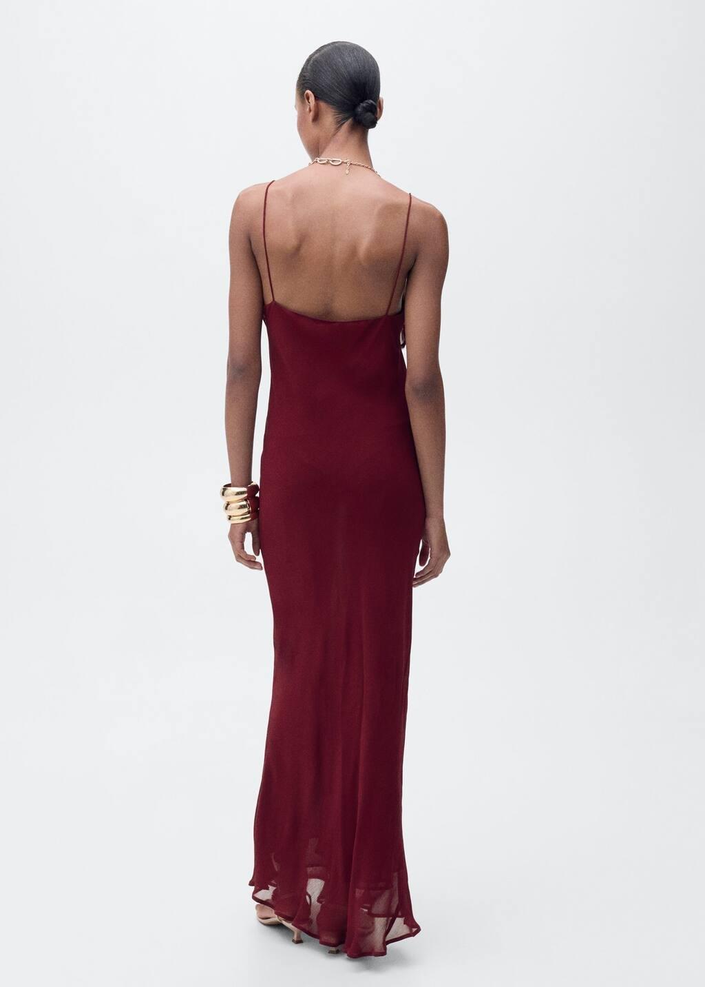Red Chiffon Dress With Ruffle Detail, , large image number 7