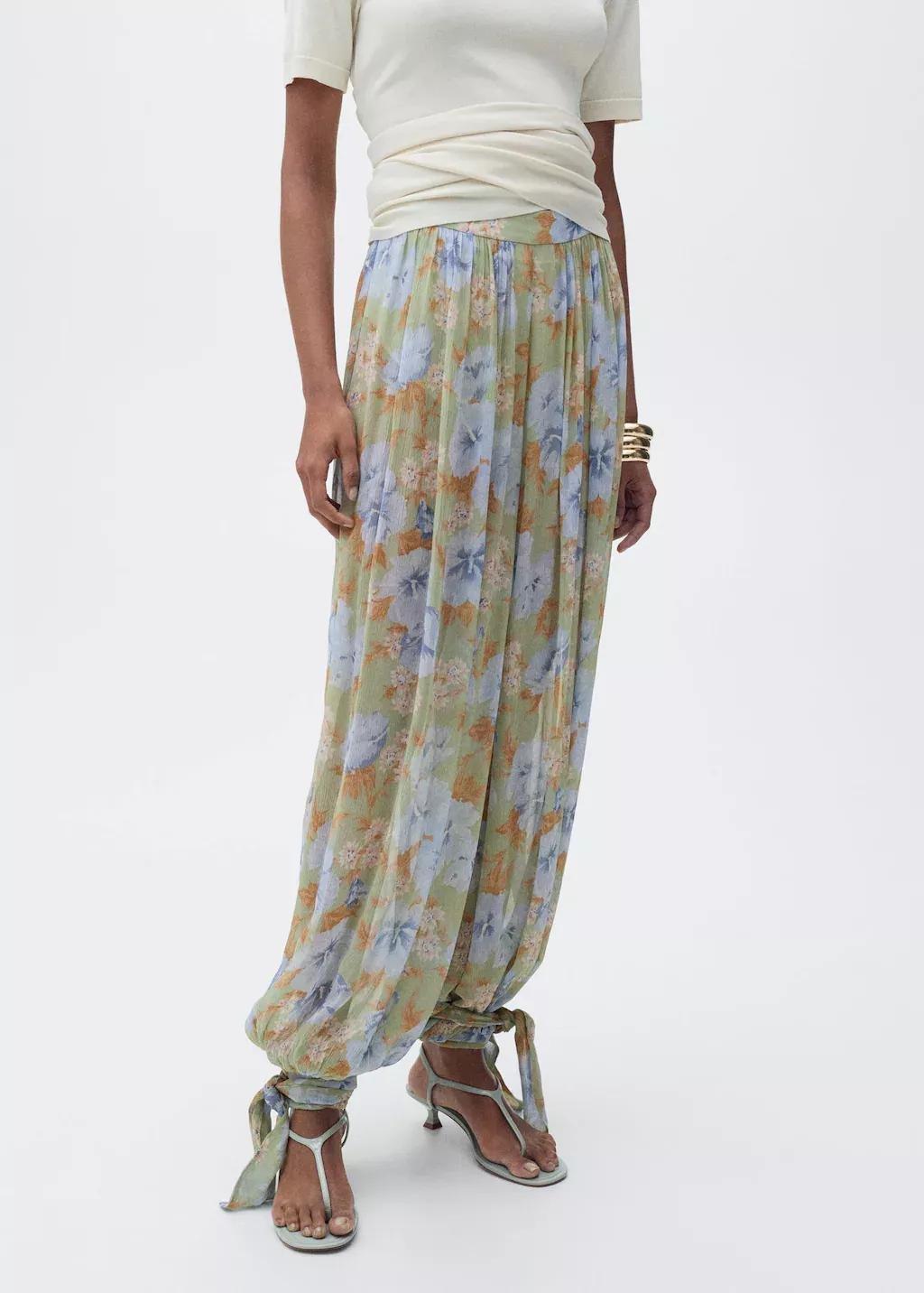 GREEN Printed Casual Ankle-Length Trousers, , large image number 0