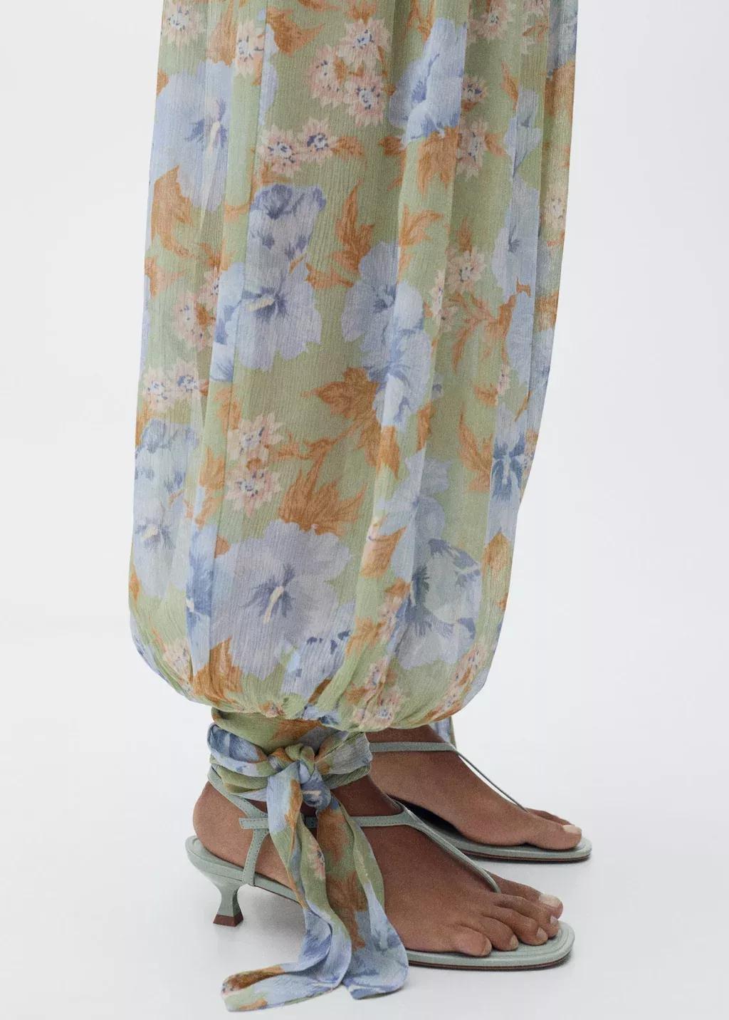 GREEN Printed Casual Ankle-Length Trousers, , large image number 4