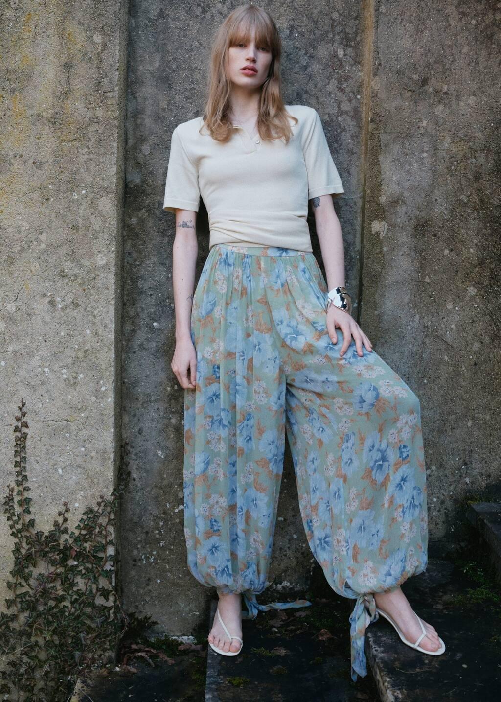 GREEN Printed Casual Ankle-Length Trousers, , large image number 6