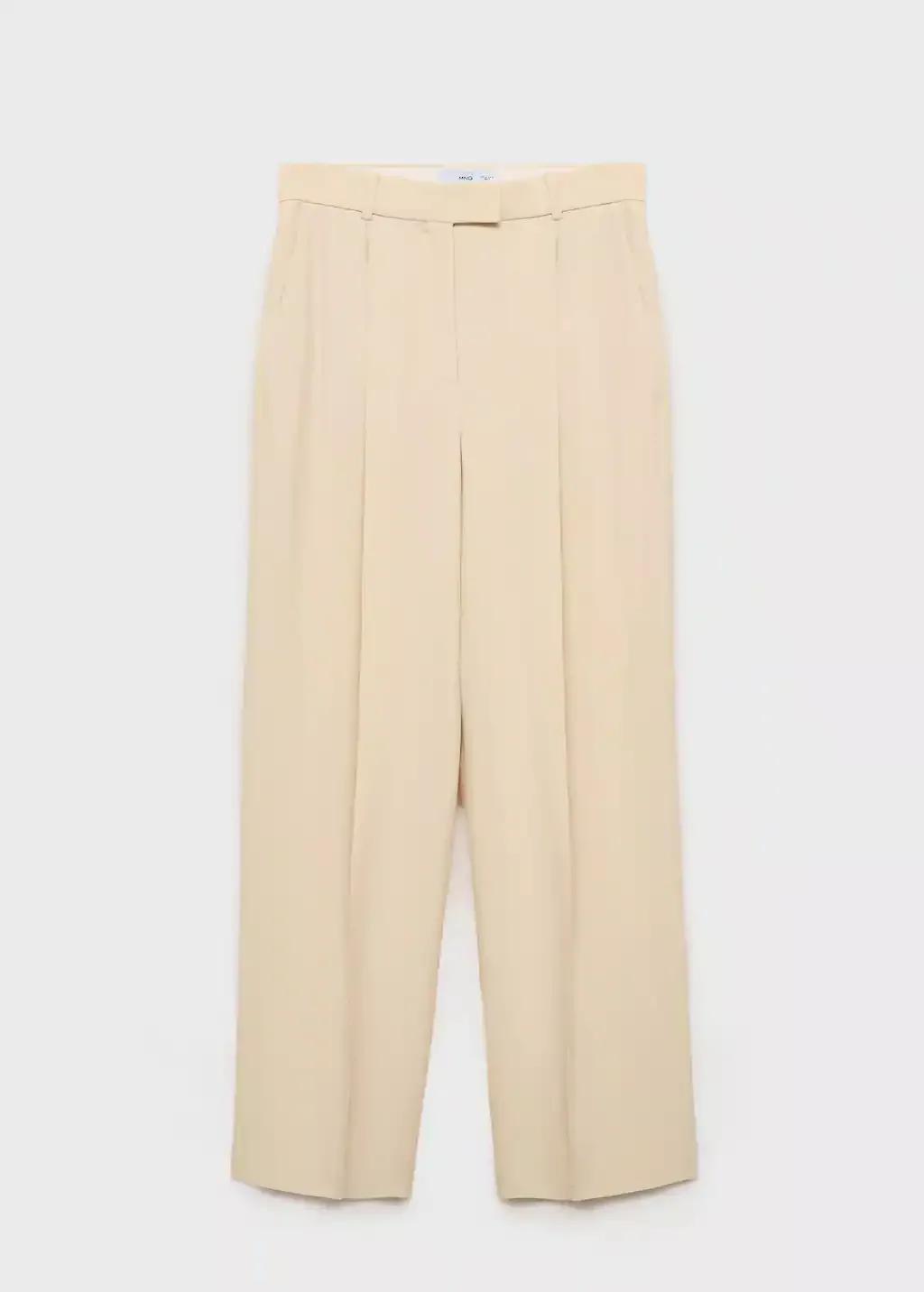 Yellow Pleated Wideleg Suit Trousers, , medium