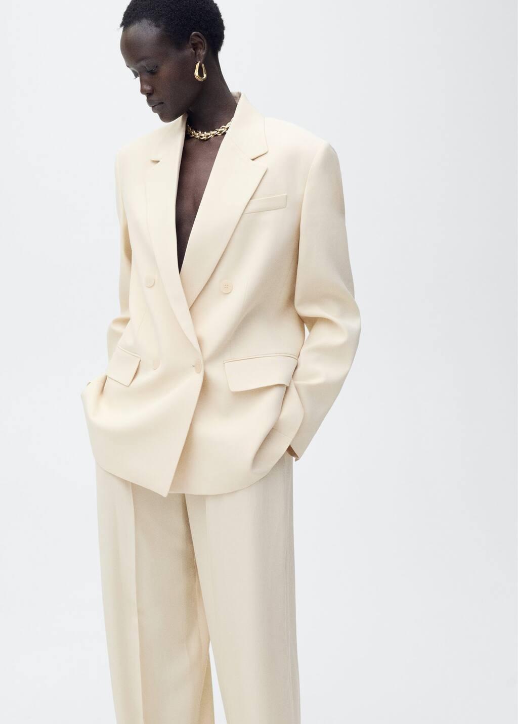 Yellow Pleated Wideleg Suit Trousers, , large image number 2