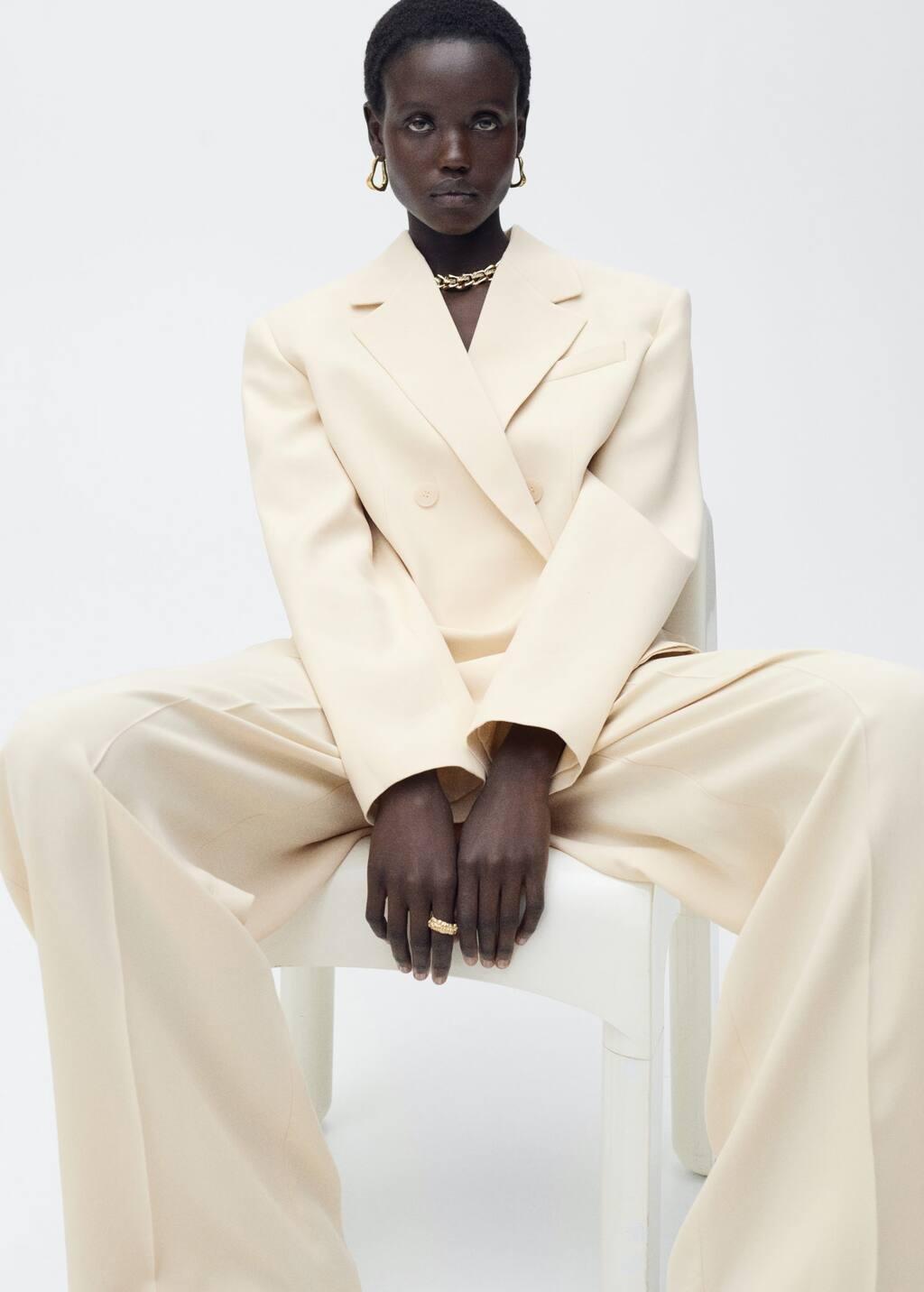 Yellow Pleated Wideleg Suit Trousers, , large image number 3
