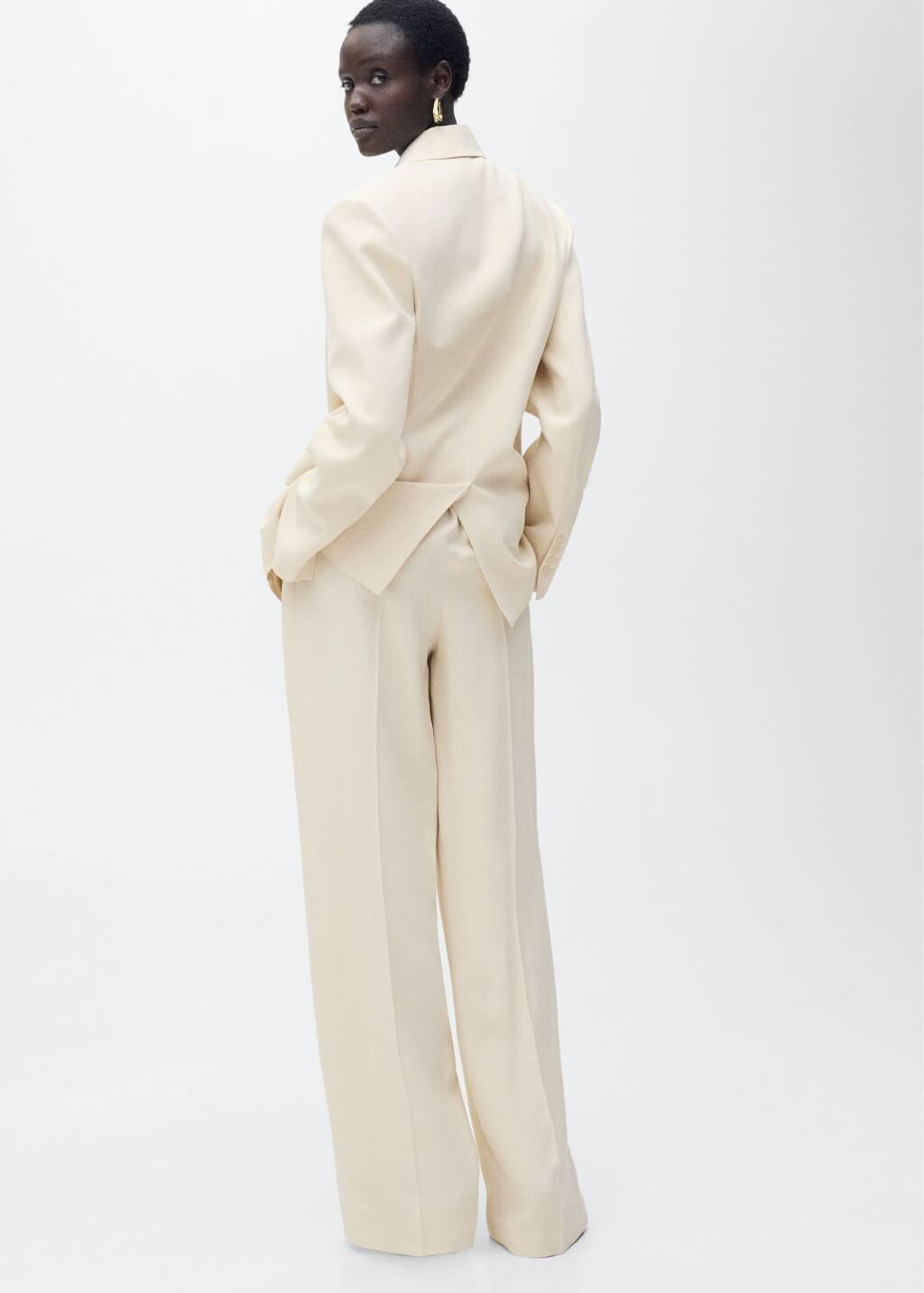 Yellow Pleated Wideleg Suit Trousers, , large image number 5