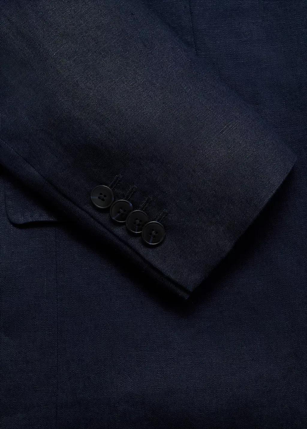 Navy 100% Linen Slim-Fit Suit Jacket, , large image number 3