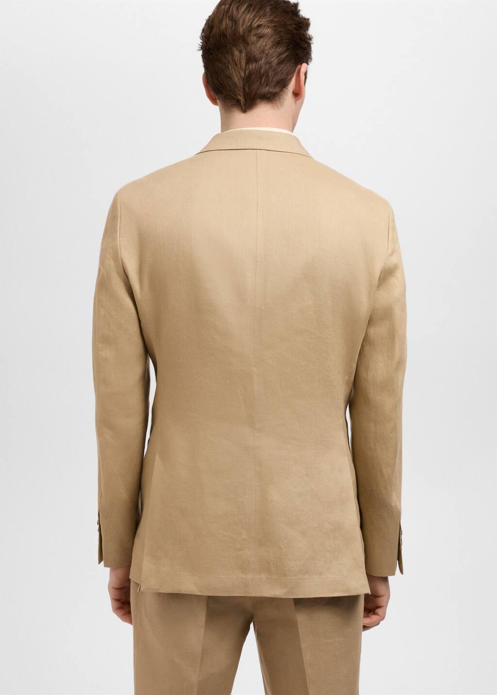 Beige 100% Linen Slim-Fit Suit Jacket, , large image number 6