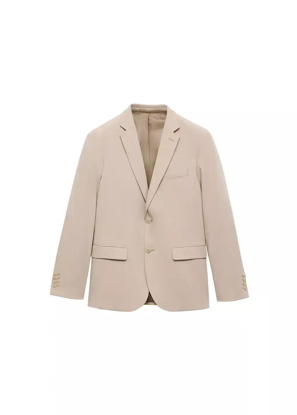 Beige Super Slim-Fit Suit Jacket In Stretch Fabric, , medium