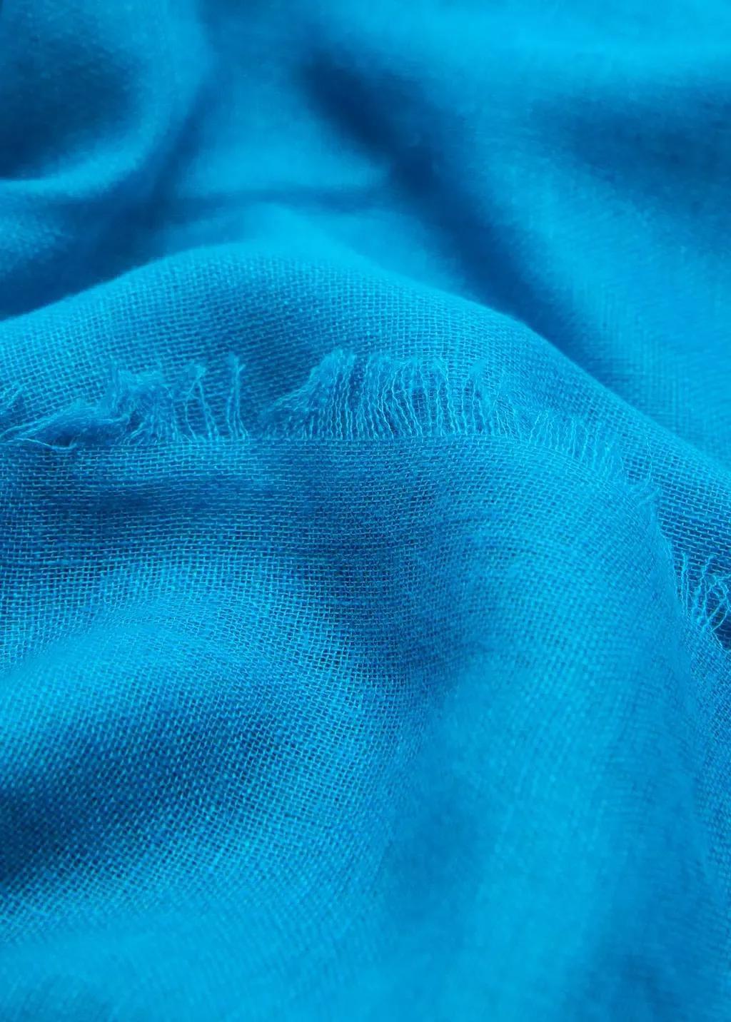MEDIUM BLUE Linen-blend scarf with frayed ends, Medium Blue, large image number 0