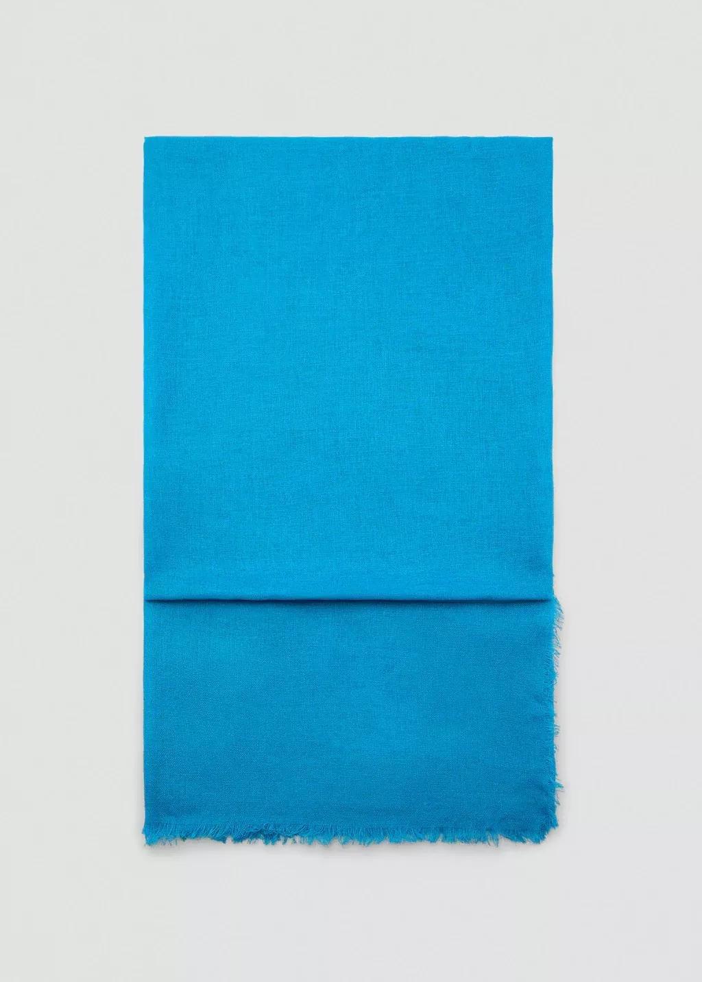 MEDIUM BLUE Linen-blend scarf with frayed ends, Medium Blue, large image number 1