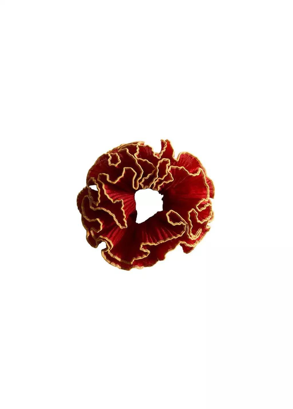 Red Flower Scrunchie With Contrasting Trim, 0201_70, large image number 1