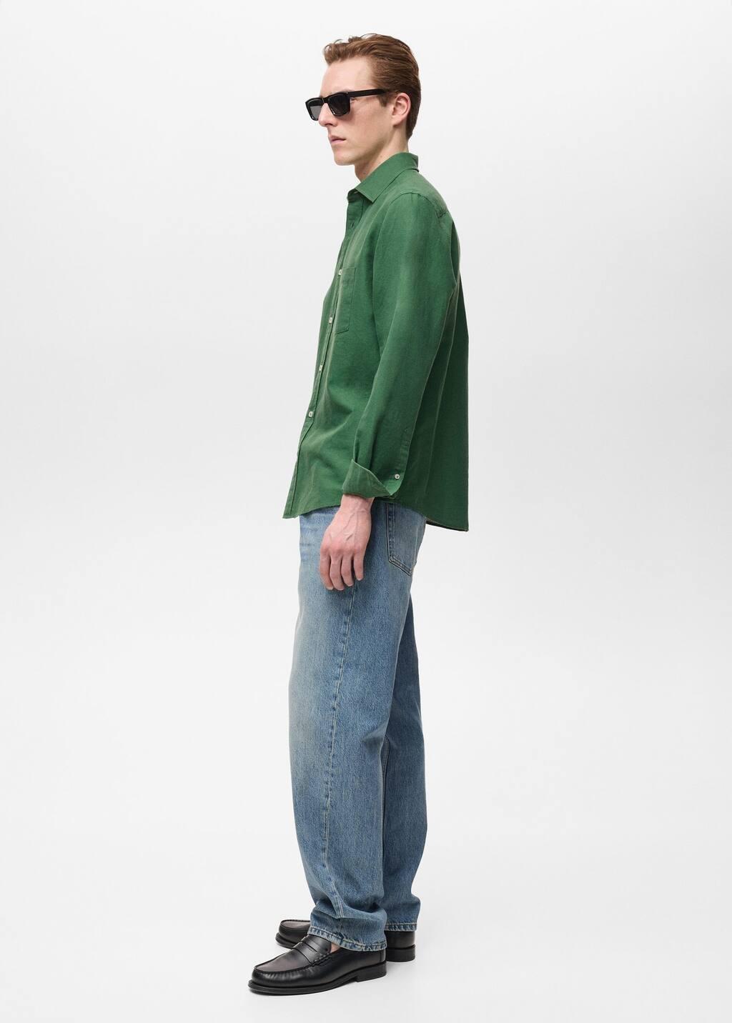 Bright Green Solid Casual Shirt, , large image number 2