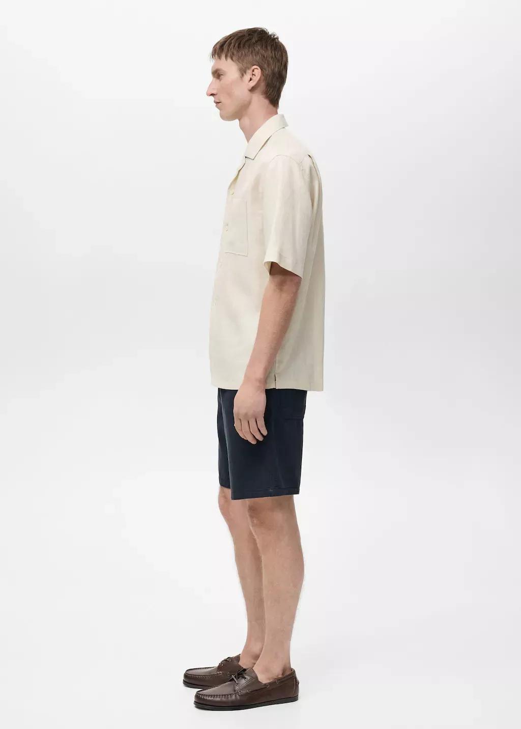 Navy Denim Bermuda Shorts With Drawstring, , large image number 2