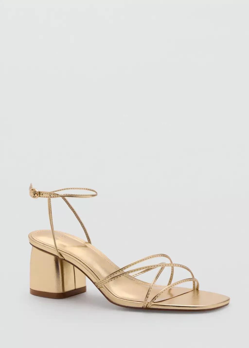Gold Heeled Sandal With Crossed Straps, , medium
