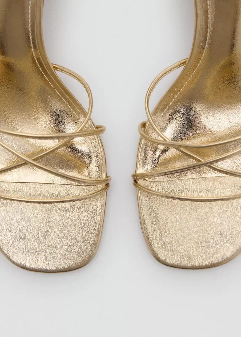 Gold Heeled Sandal With Crossed Straps, , large image number 1