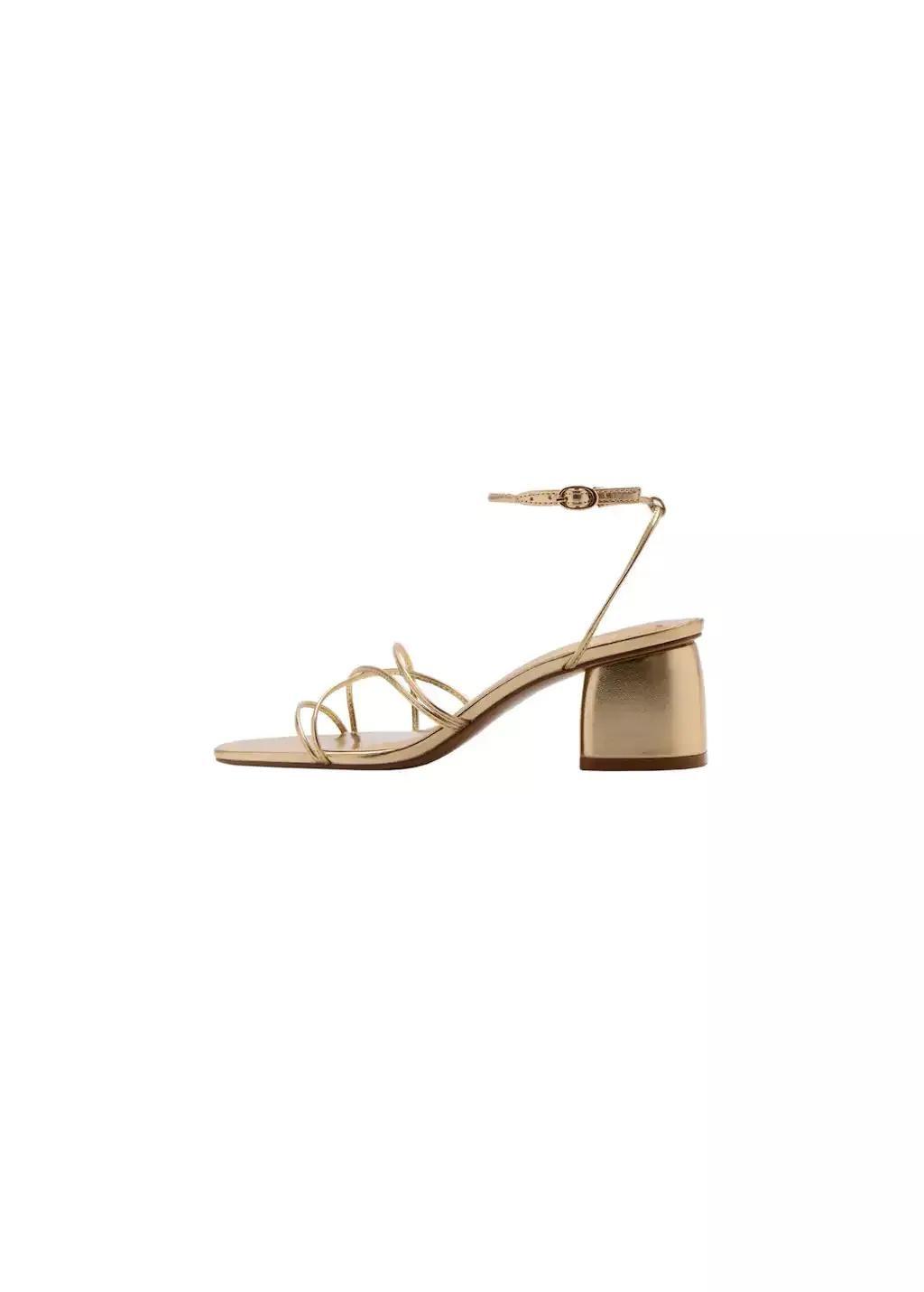 Gold Heeled Sandal With Crossed Straps, , large image number 3