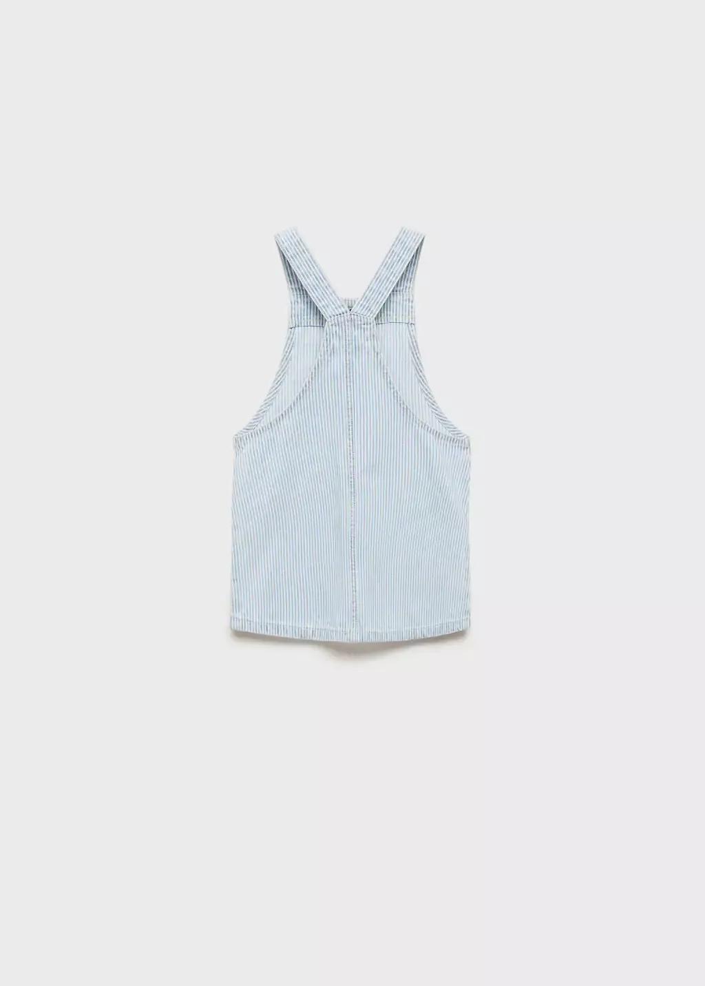 Blue Striped Denim Pinafore, Baby Girl, , large image number 1