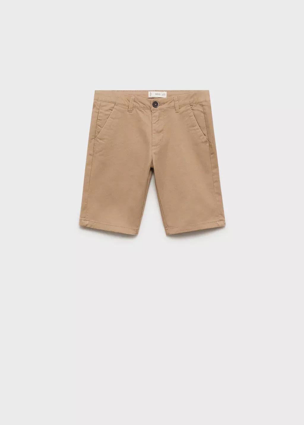 Beige Cotton Chino Style Bermuda Shorts, Kids Boy, , medium