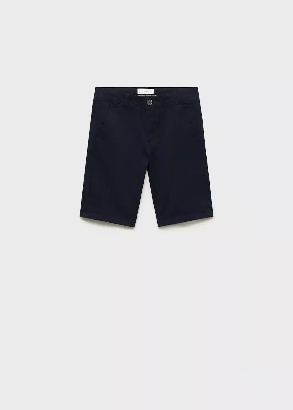 Navy Cotton Chino Style Bermuda Shorts, Kids Boy, , large image number 0