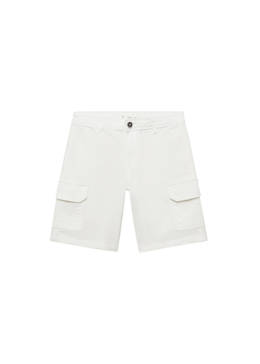 White Cargo Bermuda Shorts, Kids Boy, , medium