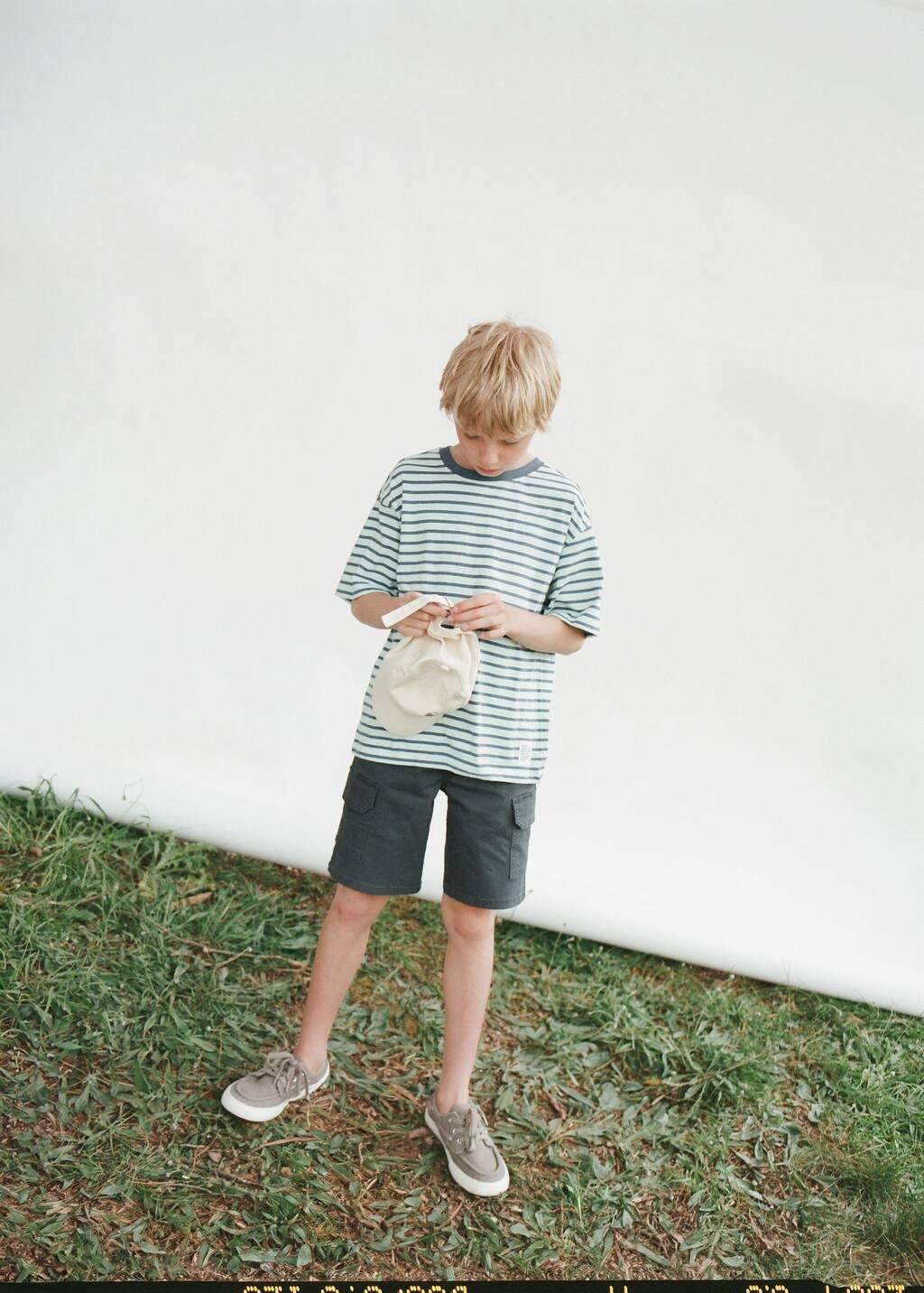 Blue Cargo Bermuda Shorts, Kids Boy, , large image number 3