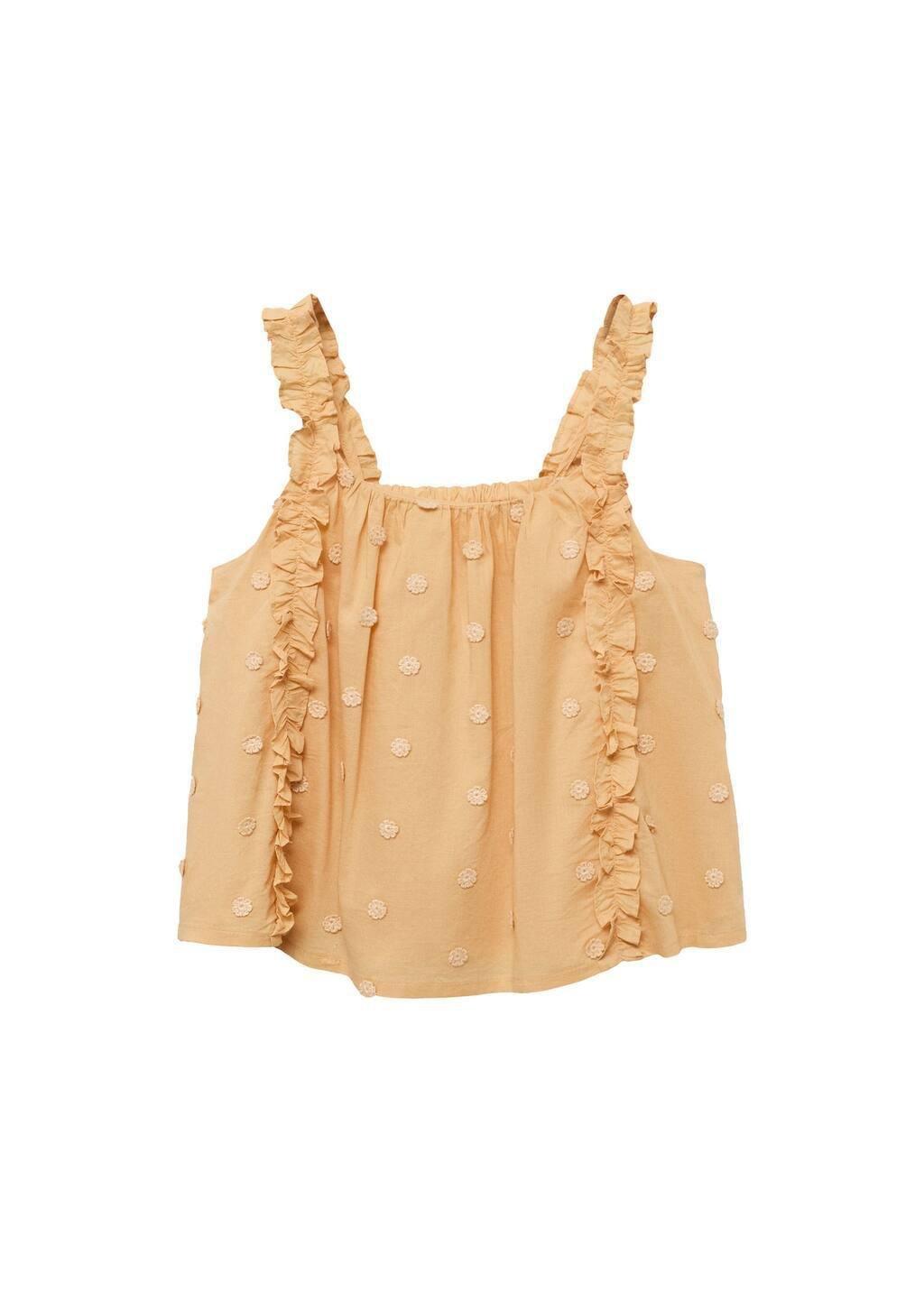 Yellow Ruched Embroidered Blouse, Kids Girl, , large image number 4