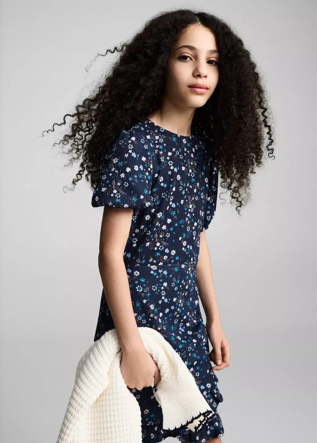 Navy Short Floral Dress, , large image number 0