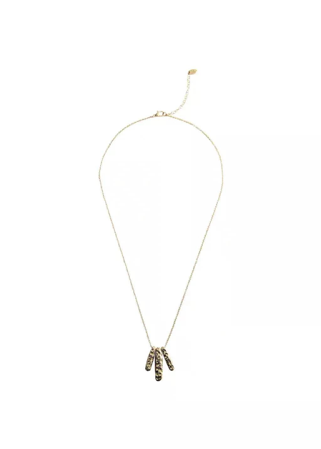 Gold Textured Beaded Necklace, Gold, large image number 0