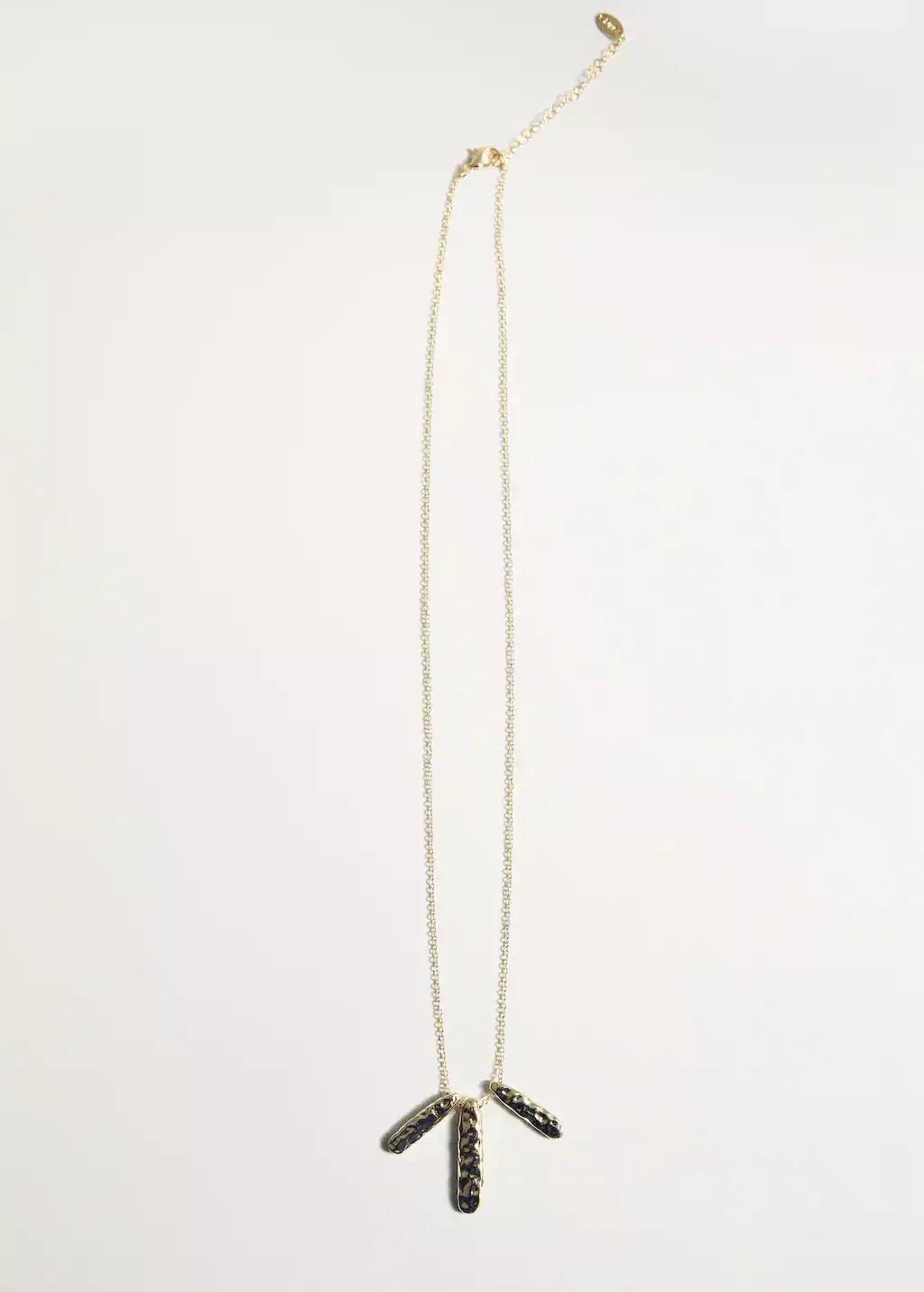 Gold Textured Beaded Necklace, Gold, large image number 1