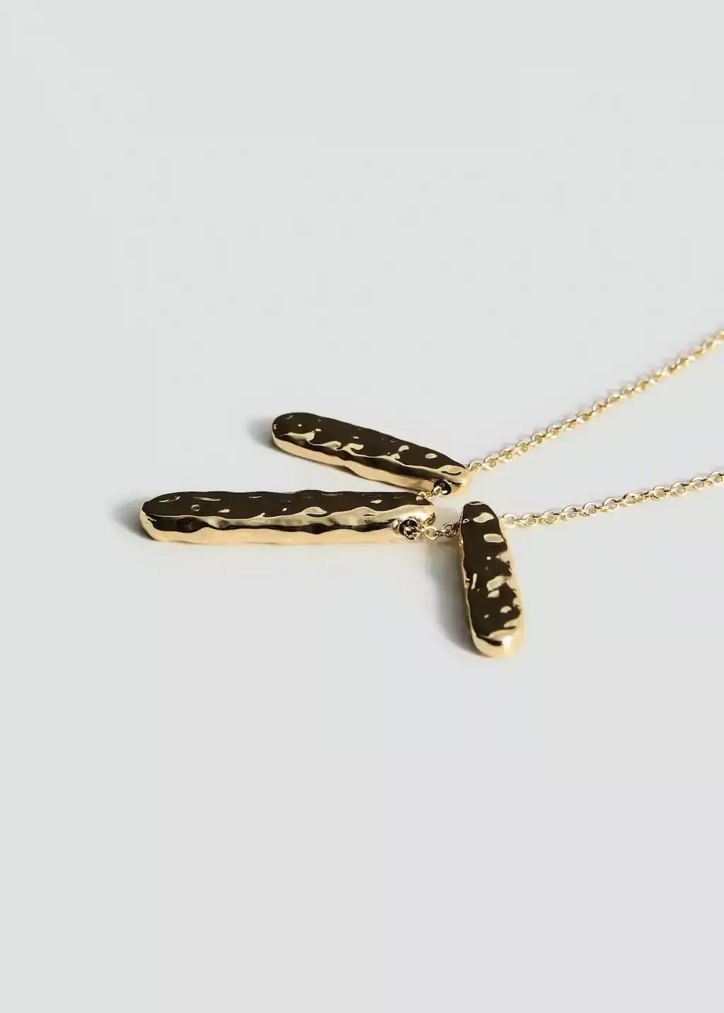 Gold Textured Beaded Necklace, Gold, large image number 2