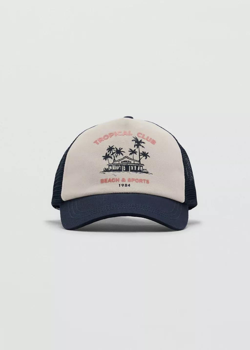 Navy Printed Mesh Cap, Kids Boy, , medium