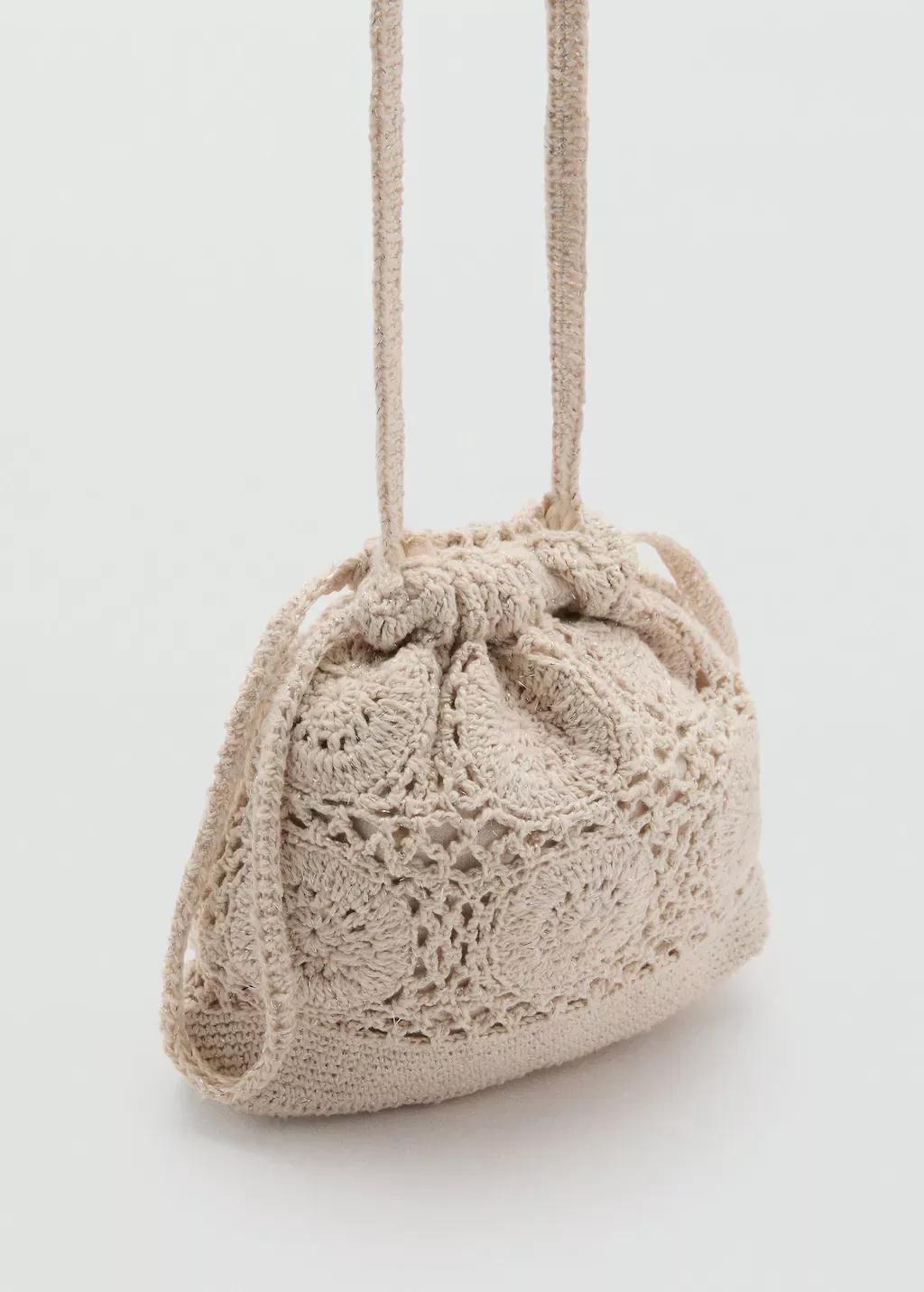 Brown Lt Pastel Bucket Crochet Bag, Kids Girl, Light Pastel Brown, large image number 0