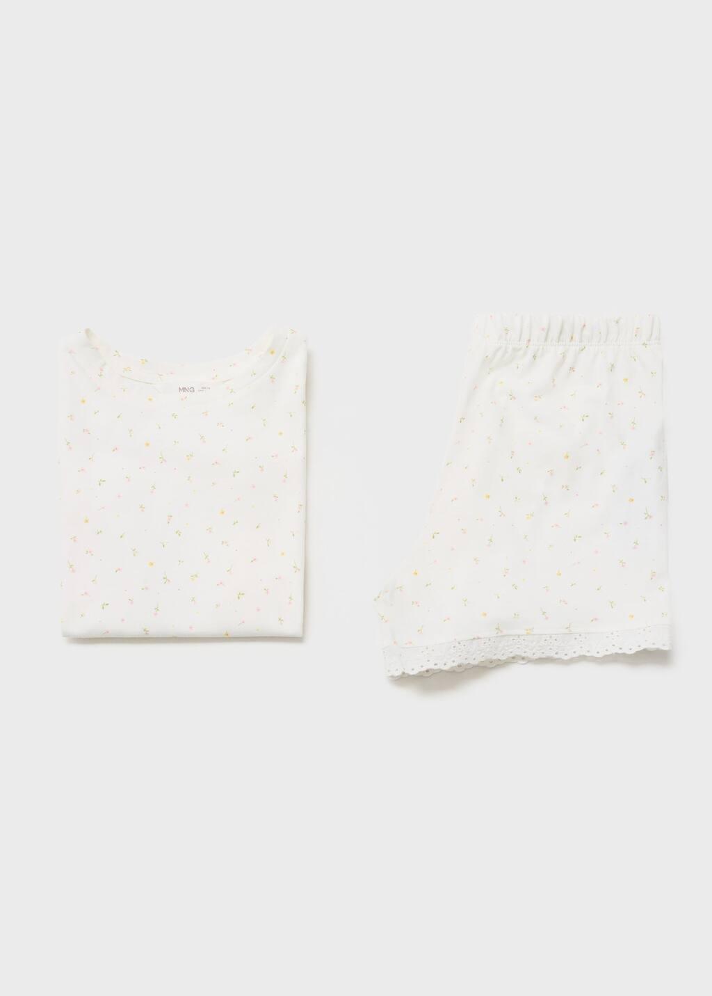 White Floral Cotton Pyjamas, Kids Girl, , large image number 3
