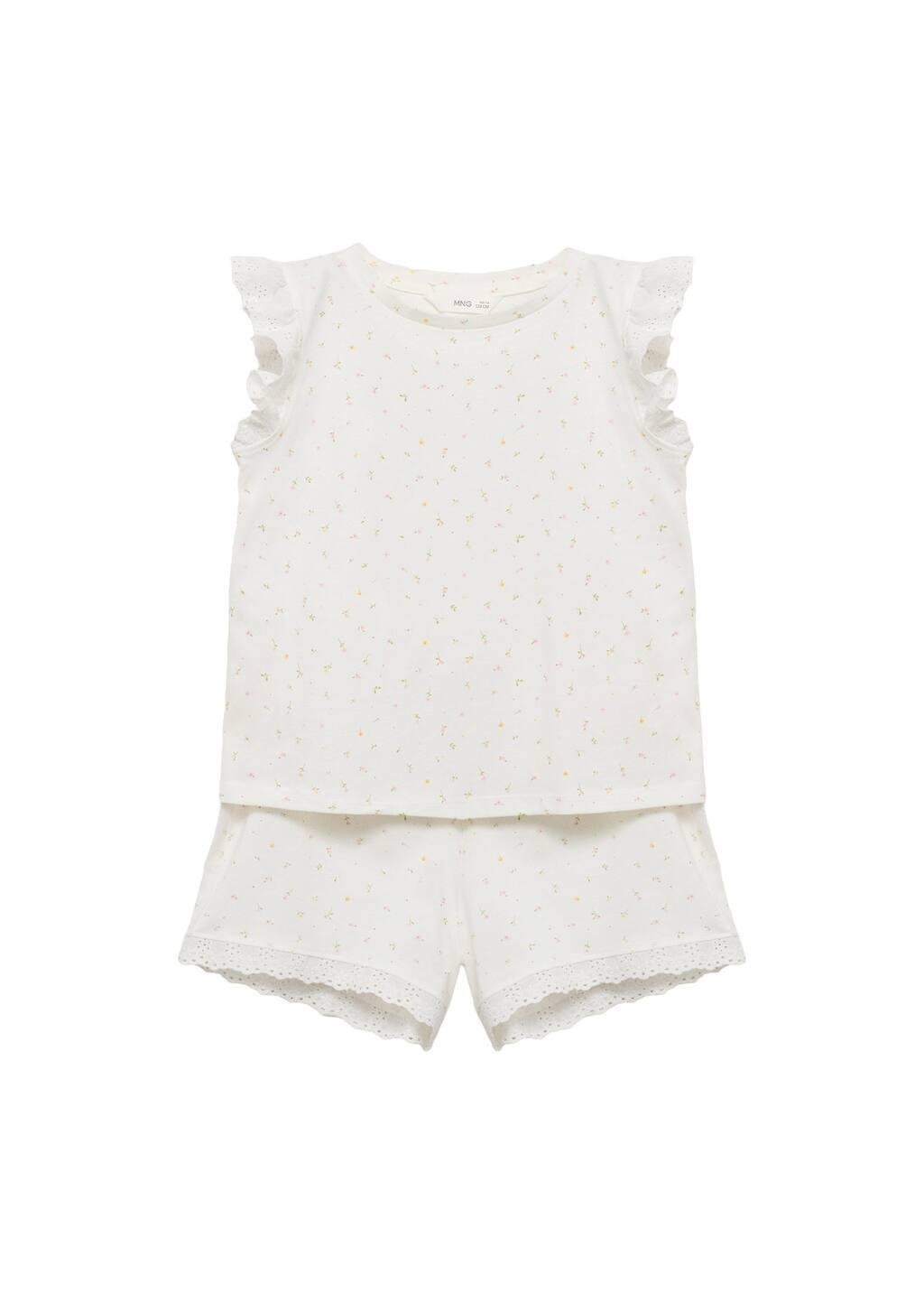 White Floral Cotton Pyjamas, Kids Girl, , large image number 5