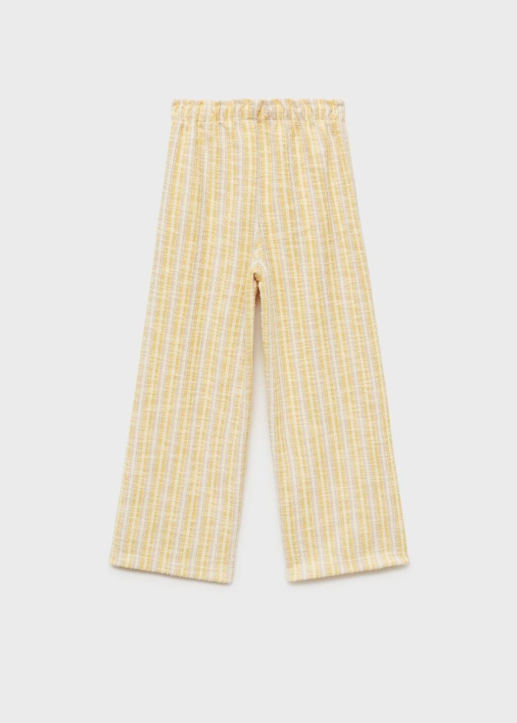 Yellow Striped Textured Trousers Regular, Kids Girls, , large image number 1