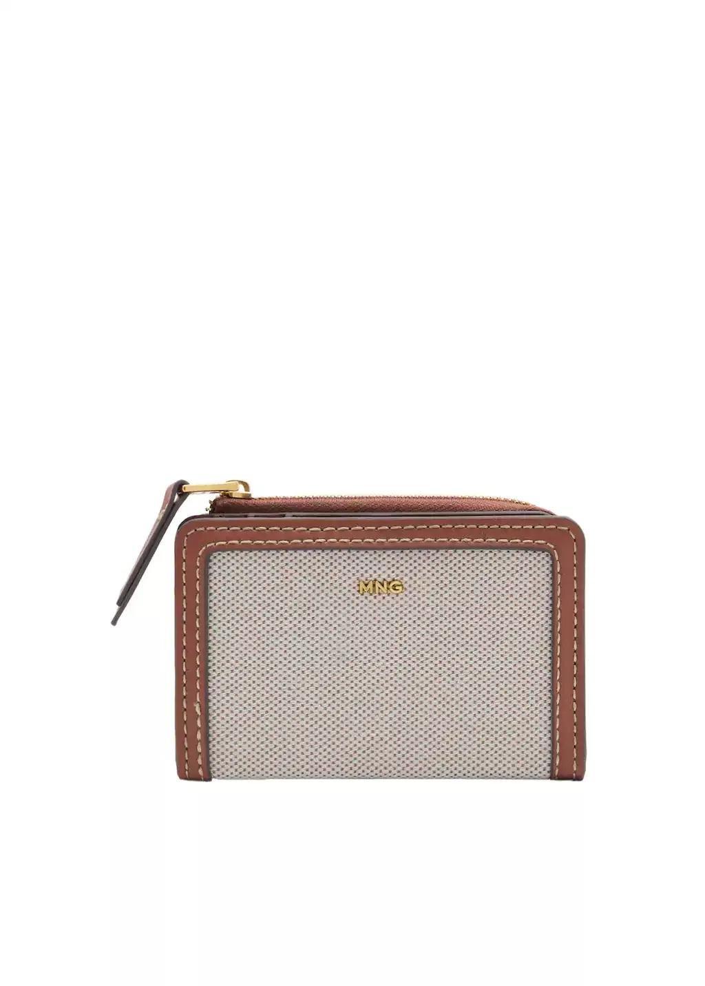 Brown Contrast Canvas Flap Wallet, 0201_CU, large image number 3
