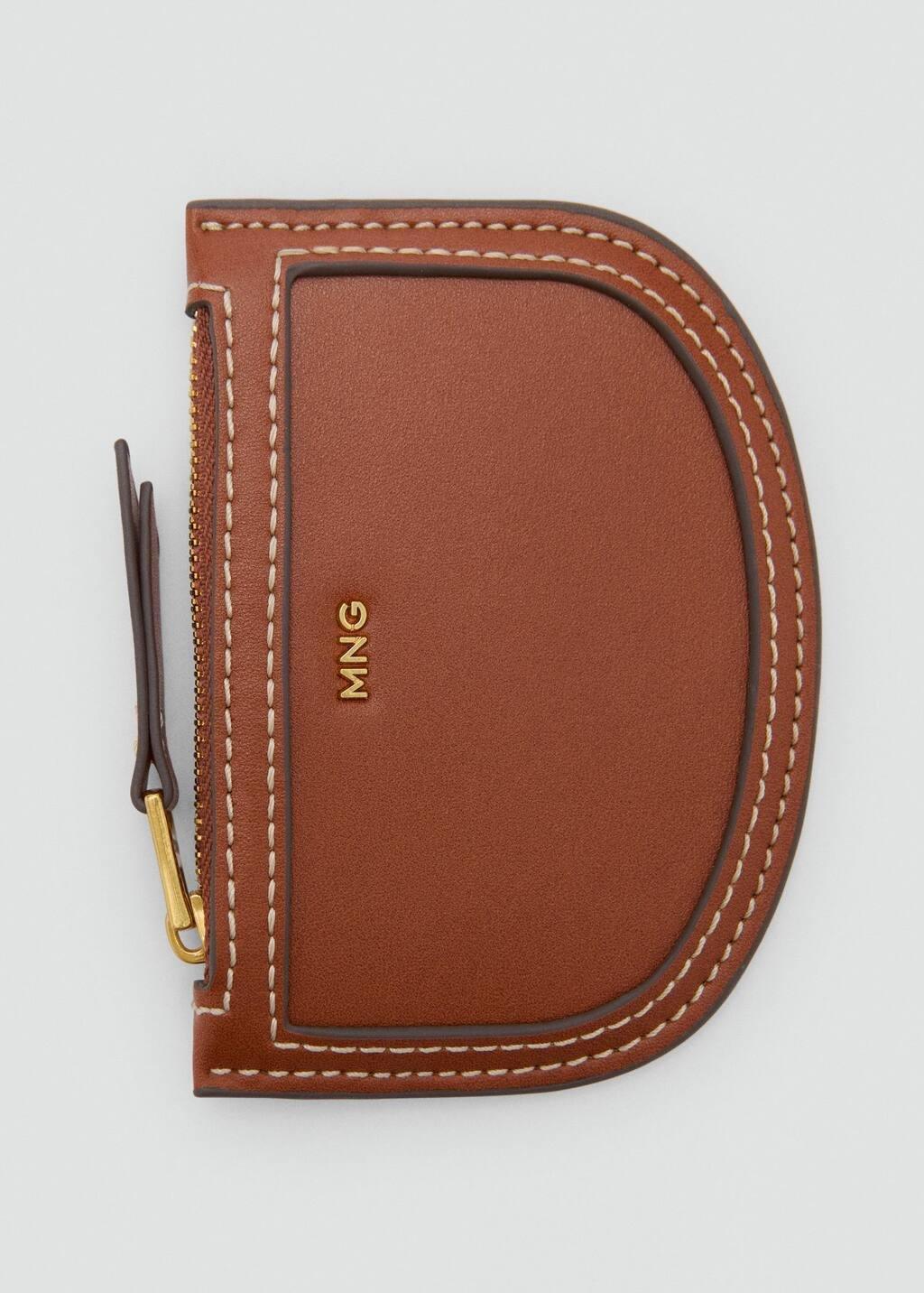Brown Mini Oval Leather Effect Card Holder, 0201_CU, large image number 1